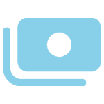 A blue computer icon with a black background