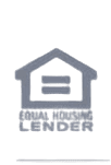 A gray equal housing lender logo on black background.